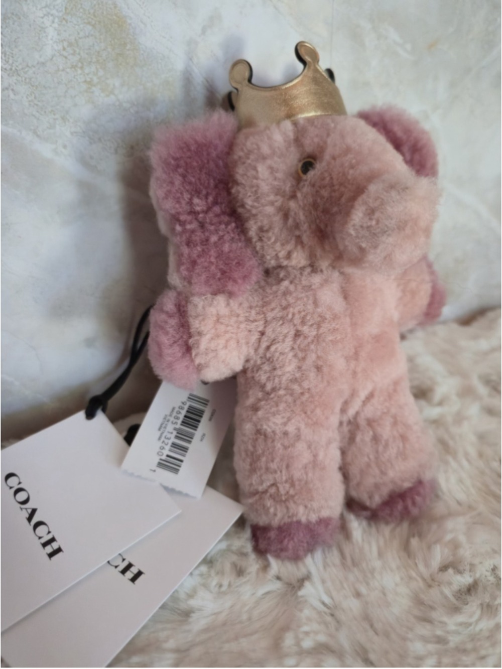 NWT Coach Pink Ellie Shoe Charm Shearling Crown
